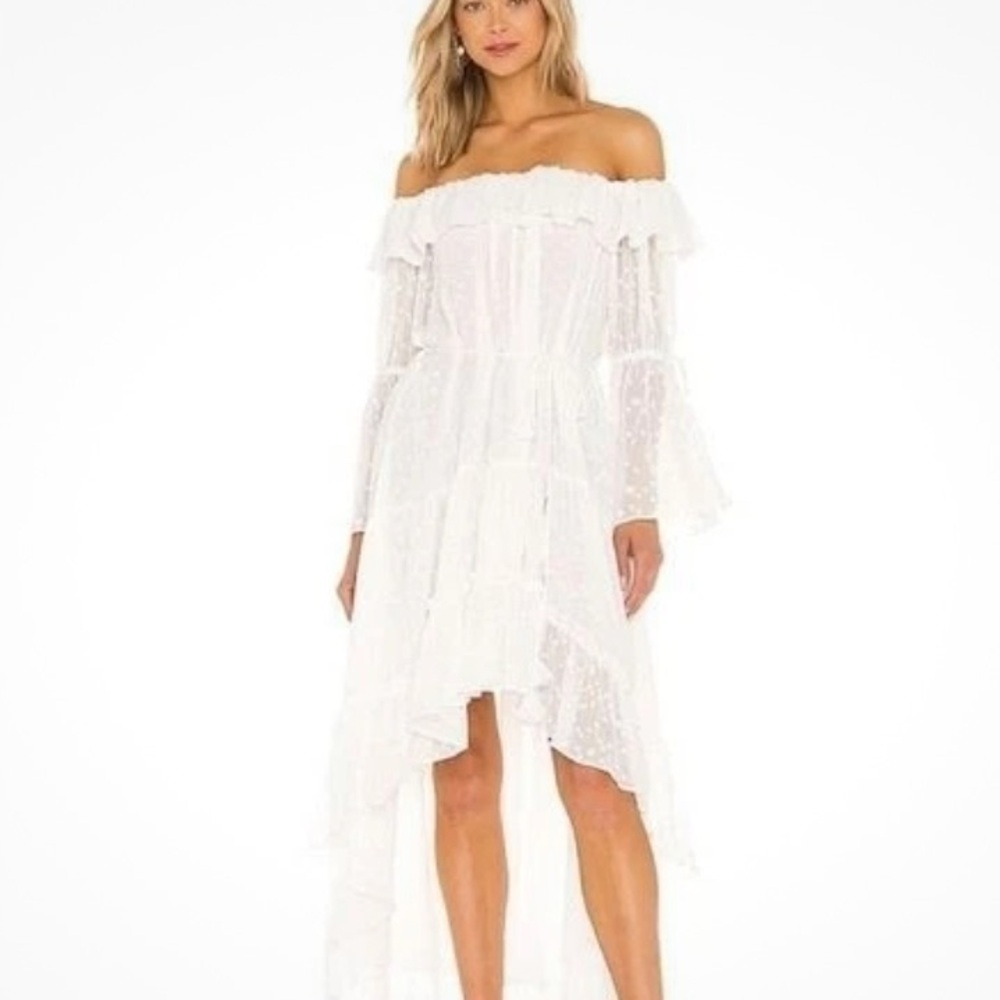 Misa Los Angeles Aerin Off-shoulder High-low Dress white size XS